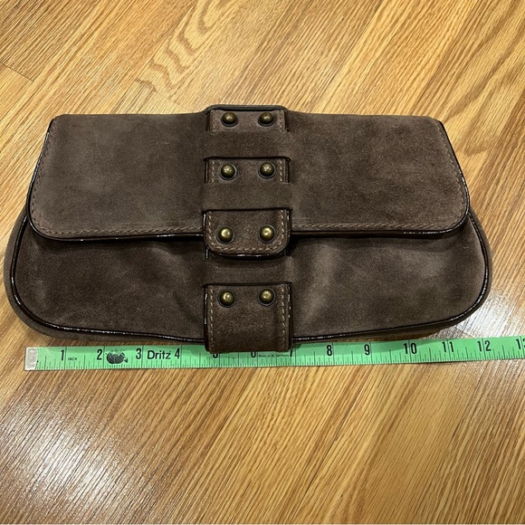 Kale Taupe / Mushroom Suede Metal Stud‎ Clutch - Picture 7 of 9